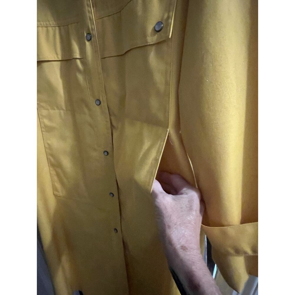 Bonnie Cashin Vintage 1970’s Daffodil Yellow Canvas Raincoat Snapfront Sz M/L - Picture 6 of 11